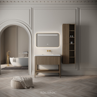 Wall Hung Fluted Bathroom Storage Unit 500mm Smoked Oak